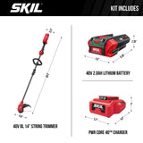 SKIL PWR CORE 40 LT1400C-11 14 in. 40 V Battery String Trimmer Kit (Battery & Charger)