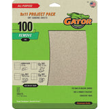 Gator 4441 Sanding Sheet, 11 in L, 9 in W, 100 Grit, Medium, Aluminum Oxide Abrasive