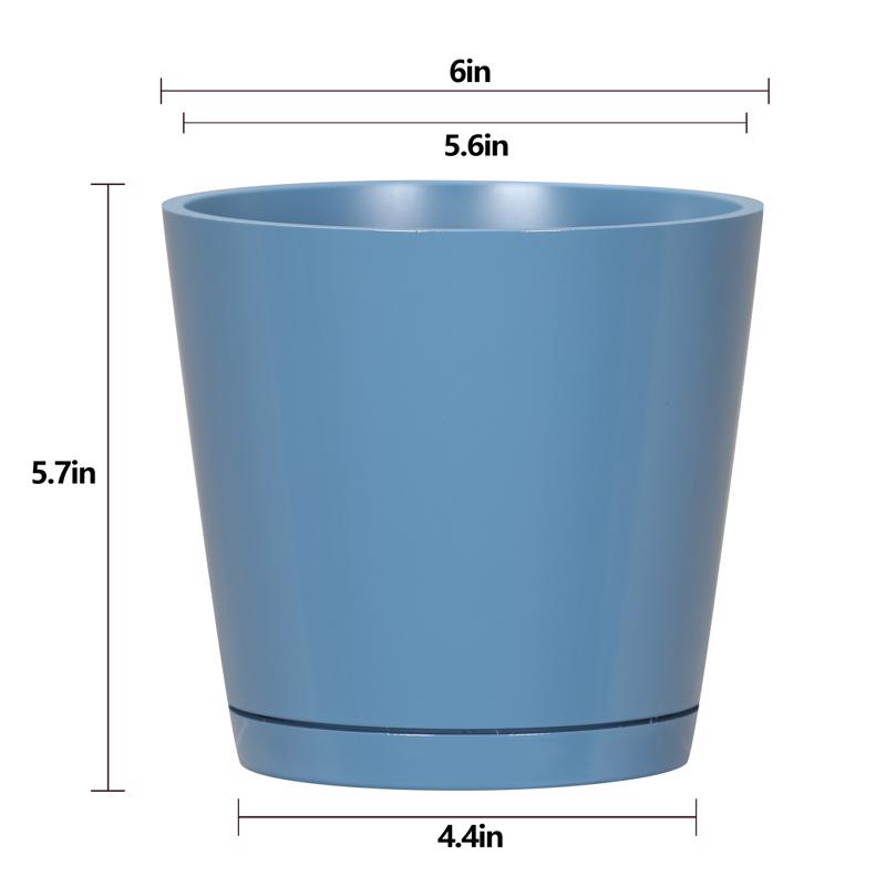L&G 5.7 in. H X 6 in. W X 6 in. D X 6 in. D Resin Planter Blue