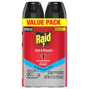 Raid Outdoor Fresh Ant and Roach Killer Aerosol 17.5 oz, Pack of 5