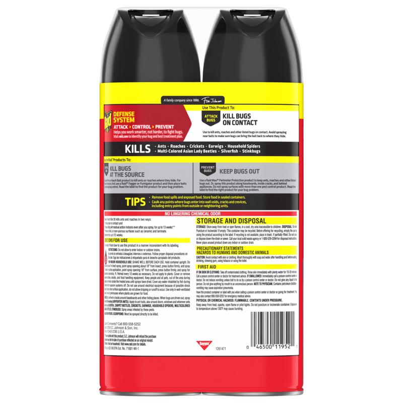 Raid Outdoor Fresh Ant and Roach Killer Aerosol 17.5 oz, Pack of 5
