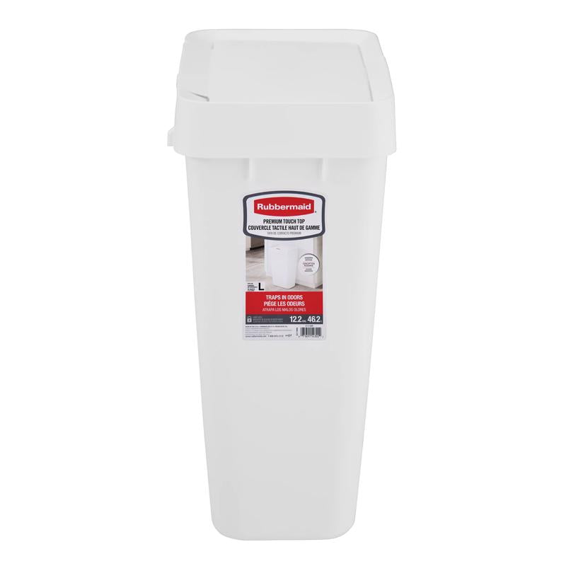 Rubbermaid 12.2 gal White Resin Trash Can, Pack of 6