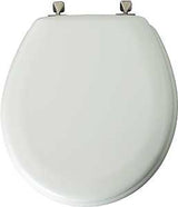 Mayfair 44BN000 Toilet Seat, Round, Wood, White, Non-Tarnish, Classic Hinge