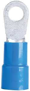 Gardner Bender 14-097 Ring Terminal, 600 V, 6 AWG Wire, 1/2 in Stud, Vinyl Insulation, Blue