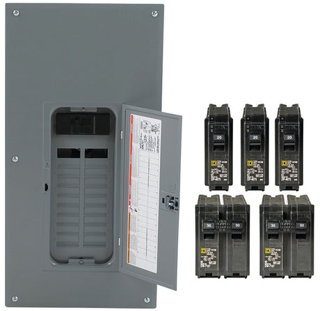 Square D HOM2040M200PCVP Load Center, 40-Pole, 200 A, 20-Space, Plug-On Neutral, NEMA 1 Enclosure, Surface, Flush