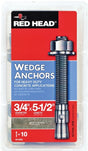 Red Head TruBolt 02992 Wedge Anchor, 3/4 in Dia, 5-1/2 in L, Steel, Zinc