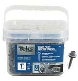 Teks 21401 Roofing Screw, #9 Thread, Hex Drive, Self-Tapping, Sharp Point, Steel, Metallic