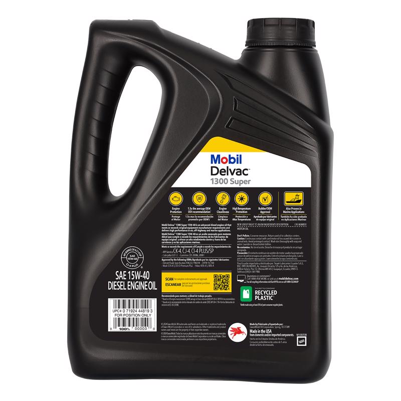 Mobil Delvac 1300 Super 15W-40 Diesel Semi-Synthetic Engine Oil 1 gal, Pack of 4