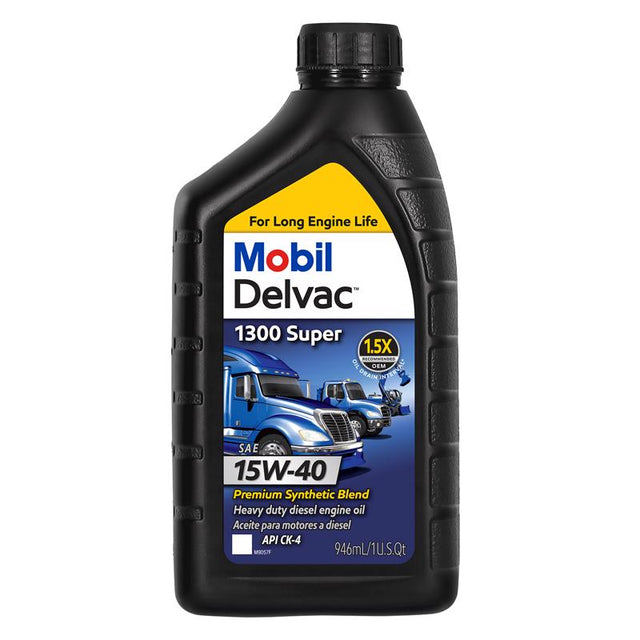 Mobil Delvac 1300 Super 15W-40 Diesel Semi-Synthetic Engine Oil 1 qt, Pack of 6