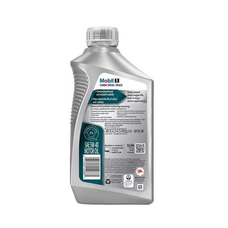 Mobil 1 Turbo Diesel 5W-40 Diesel Synthetic Engine Oil 1 qt, Pack of 6