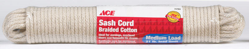 Ace 7/32 in. D X 100 ft. L White Solid Braided Cotton Cord