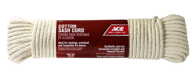 Ace 5/16 in. D X 100 ft. L White Solid Braided Cotton Cord
