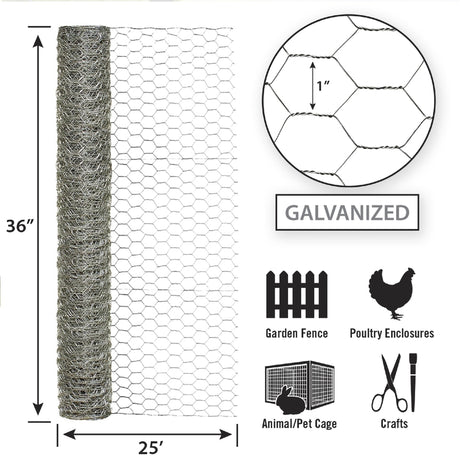 Garden Craft 36 in. H X 25 ft. L Galvanized Steel Fencing 1 in. X 1 in. in.
