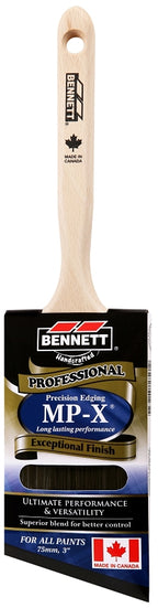 Bennett PN 8888 75 Paint Brush, 3 in W, Nylon/Polyester Bristle, Angular Handle