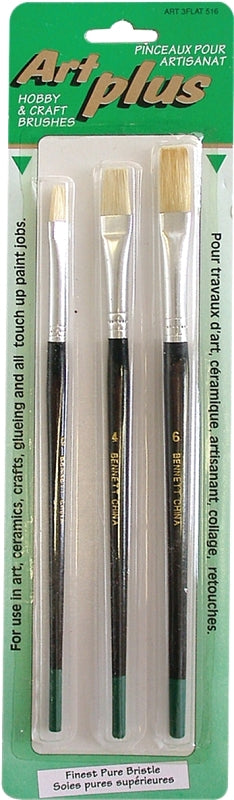 Bennett ART 3FLAT 516 Artist Brush Set, Wood Handle, Includes: 2 in, 4 in and 6 in Flat Brush
