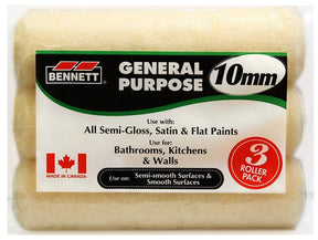 Bennett 3PK PL1009 Roller Refill, 10 mm Thick Nap, 240 mm L, Fabric Cover