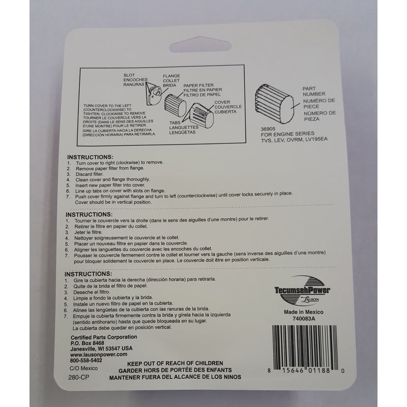 Tecumseh Air Filter For 740083A