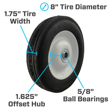 Marathon 8 in. D X 8 in. D 225 lb. cap. Offset Wheelbarrow Tire Rubber 1 pk