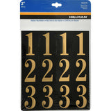 HILLMAN 2 in. Gold Vinyl Self-Adhesive Number Set 0-9 32 pc, Pack of 6