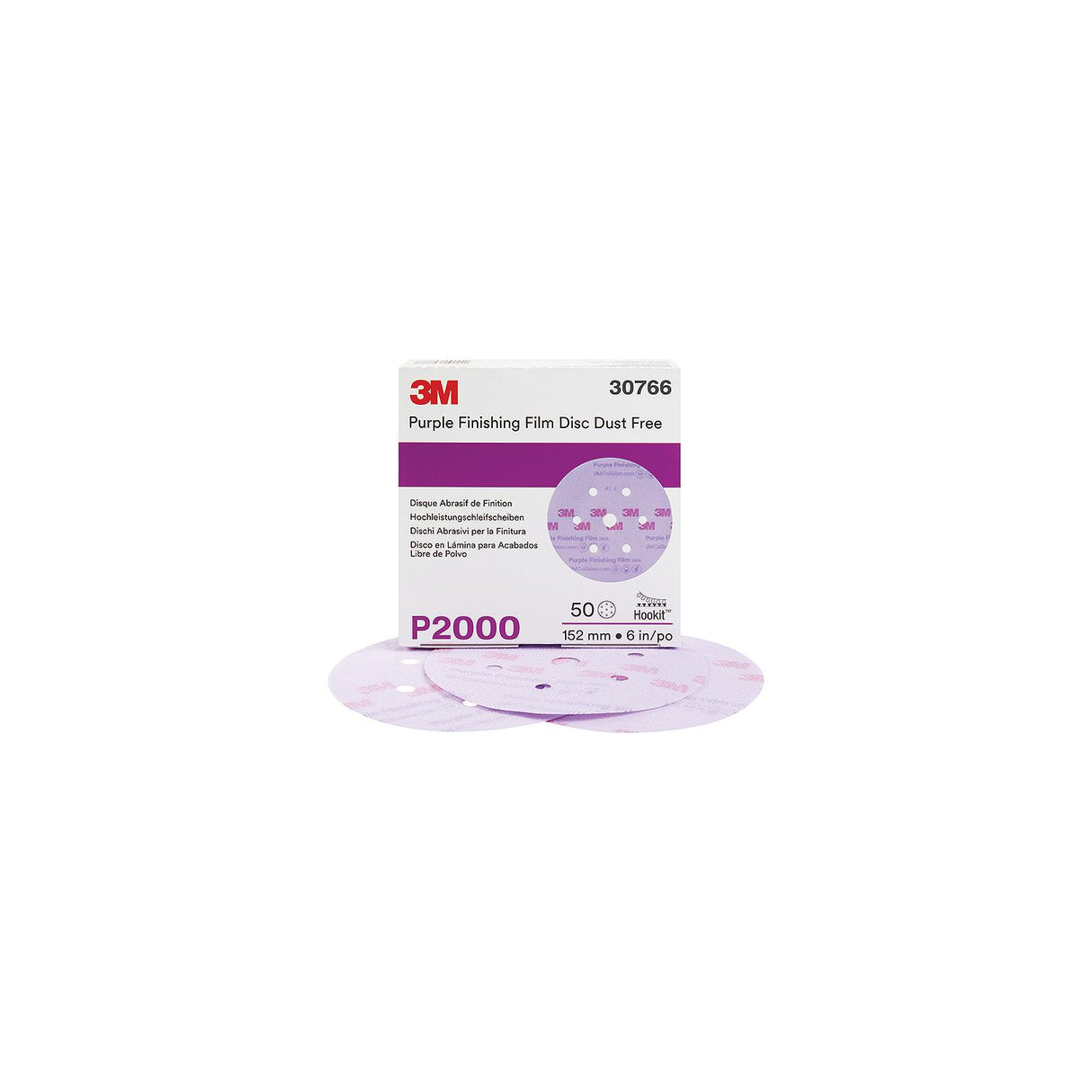 Hookit Purple Dust-Free Finishing Film Discs, 50/box
