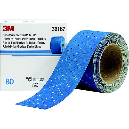 3M Blue Abrasive Hookit Sheet Roll, 2-3/4" x 13 Yards