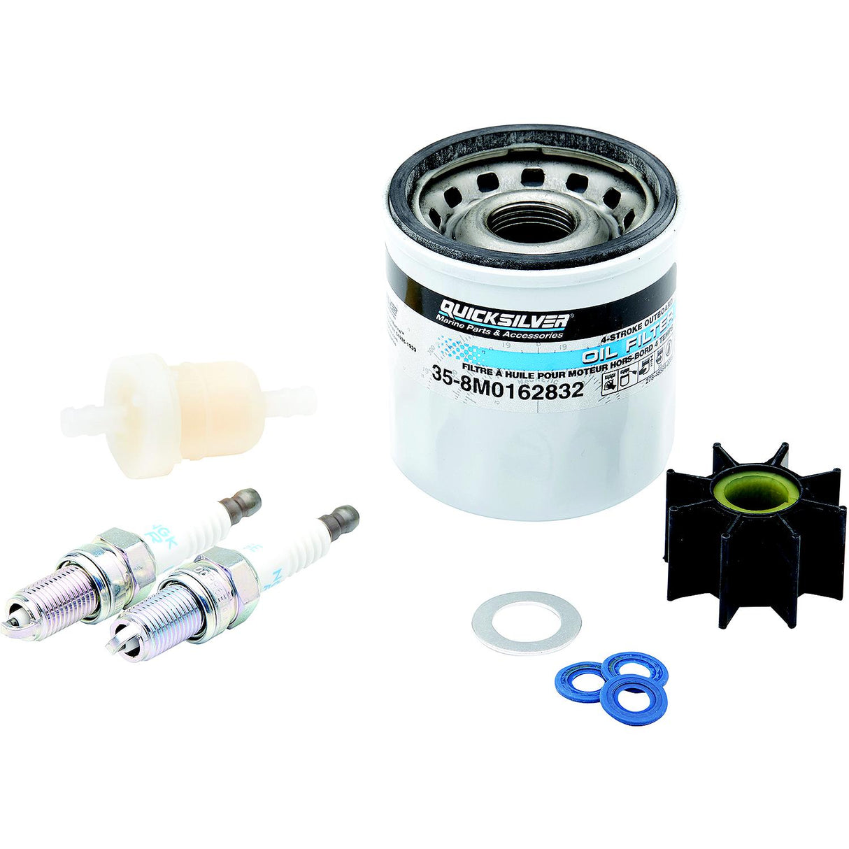 Quicksilver 8M0172122 Outboard Service Kit for Select Mercury/Mariner 15-20HP Four Stroke Carbureted Engines