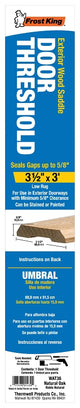 Frost King WAT36H Saddle Threshold, 36 in L, 3-1/2 in W, Wood, Oak, Unfinished