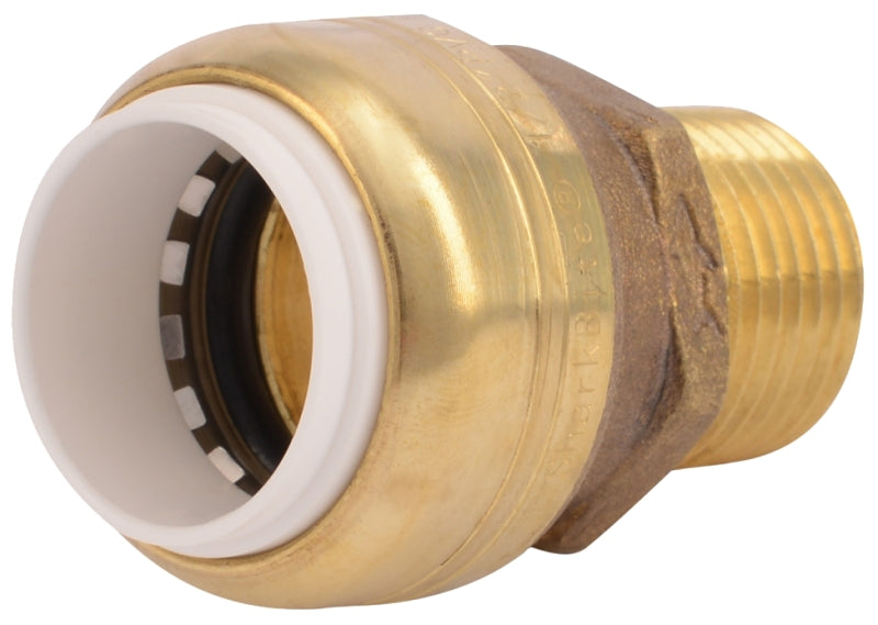 SharkBite UIP120A Pipe Connector, 1/2 in, Push-Fit x MNPT, Brass, SCH 40, SCH 80, SCH 180 Schedule, 200 psi Pressure