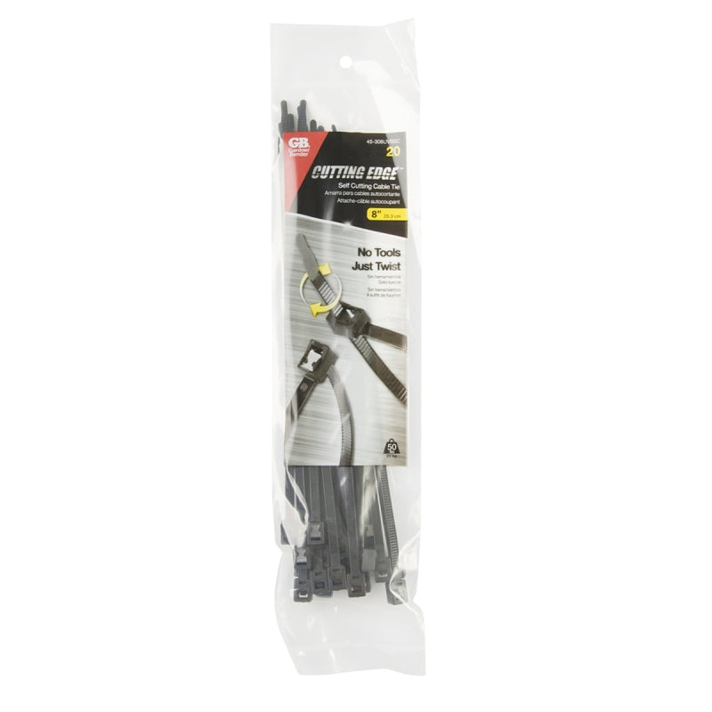 Gardner Bender 45-308UVBSC Cable Tie, 2 in Max Bundle Dia, Double-Lock Locking, 6/6 Nylon, Black, 8.6 in L