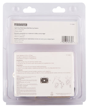 ProSource JC-B02-PS Swivel Caster, 1-1/4 in Dia Wheel, 1/2 in W Wheel, Plastic Wheel, Black, 40 lb