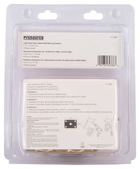 ProSource JC-B04-PS Swivel Caster, 1-1/4 in Dia Wheel, 16 mm W Wheel, Plastic Wheel, White, 40 lb