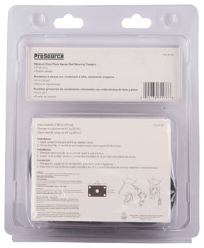 ProSource JC-D06-PS Swivel Caster, 2 in Dia Wheel, 3/4 in W Wheel, Rubber Wheel, Black, 90 lb, Steel Housing Material