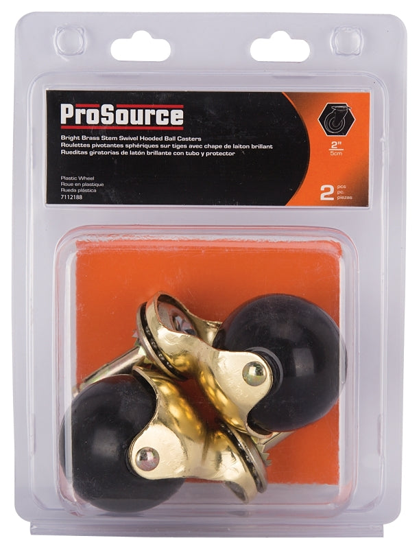 ProSource JC-E04-PS Caster, 2 in Dia Wheel, 2 in W Wheel, Black, 80 lb, Steel Housing Material