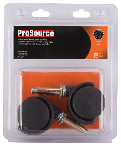 ProSource JC-F02-PS Caster, 1-5/8 in Dia Wheel, 1-5/8 in W Wheel, Nylon Wheel, Black, 40 lb, Nylon Housing Material