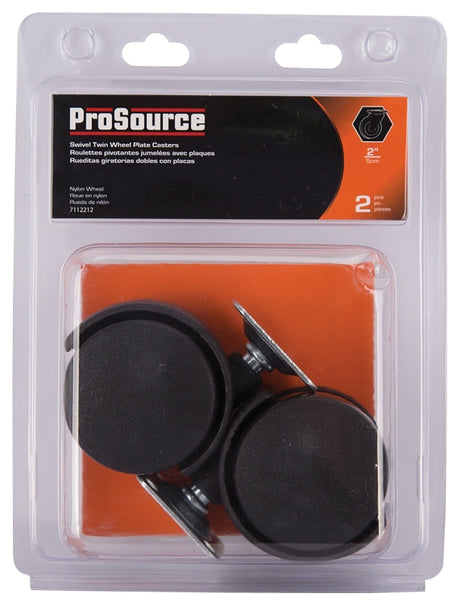 ProSource JC-F04-PS Caster, 2 in Dia Wheel, 47 mm W Wheel, Nylon Wheel, Black, 75 lb, Steel Housing Material