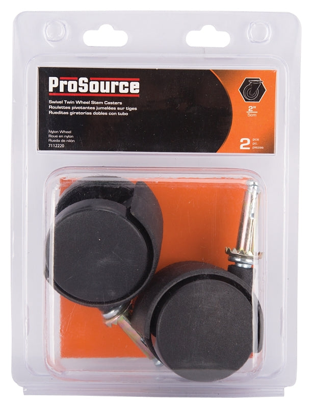 ProSource JC-F07-PS Caster, 2 in Dia Wheel, 2 in W Wheel, Nylon Wheel, Black, 75 lb, Nylon Housing Material