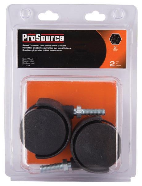 ProSource JC-F08-PS Caster, 2 in Dia Wheel, 2 in W Wheel, Nylon Wheel, Black, 75 lb, Nylon Housing Material