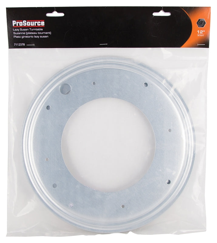 ProSource JC-L03-PS Lazy Susan Turntable Ball Bearing, 1000 lb, 12 in Dia, Steel Shelf, Silver, Zinc