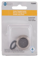Boston Harbor A500157NNP-51 Faucet Aerator, 55/64 in Female, Plastic, Brushed Nickel, For: Bathroom Faucet SKU#2128619