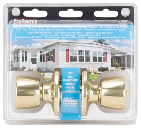 ProSource T-5764PB-BK Privacy Lockset, Brass, Polished Brass