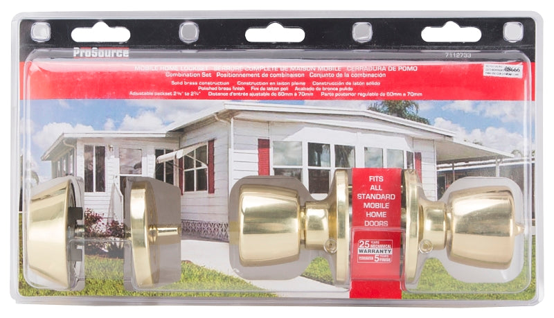 ProSource T-5764-D101PB Combination Lockset, Brass, Polished Brass, Pack of 3