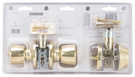 ProSource T-5764-D101PB Combination Lockset, Brass, Polished Brass, Pack of 3