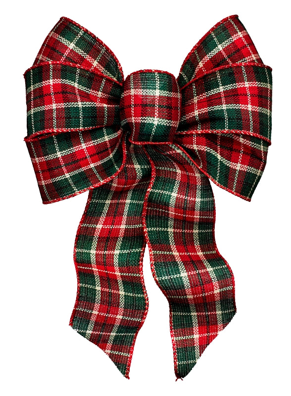 Holidaytrims 6126 Deluxe Bow, Cheer Plaid Design, Fabric, Pack of 12