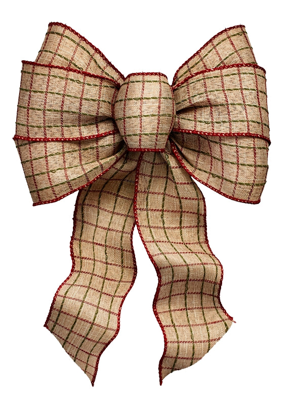 Holidaytrims 6127 Deluxe Bow, Rustic Plaid Design, Fabric, Pack of 12