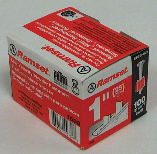 Ramset 1508 Drive Pin, 0.145 in Dia Shank, 1 in L, Steel, Zinc, 100/PK