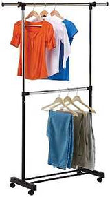 Honey-Can-Do GAR-01767 Expandable Garment Rack, 60 in W, 73 in H, Steel, Black, Pack of 3