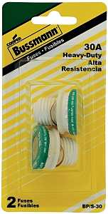Bussmann BP/S-30 Plug Fuse, 30 A, 125 V, 10 kA Interrupt, Time Delay Fuse, Low Voltage