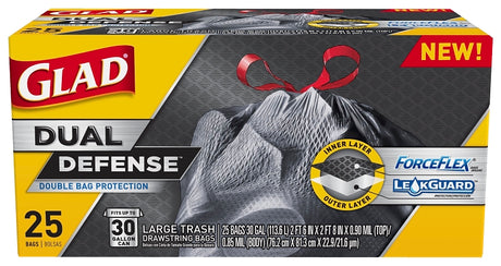 Glad 70359 Trash Bag, 30 gal Capacity, Black