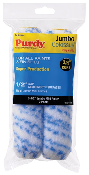 Purdy Colossus 140626033 Mini Roller Cover, 1/2 in Thick Nap, 6-1/2 in L, Woven Polyamide Cover