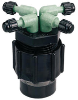 Orbit 67025 Manifold, 1/2 x 1/4 in Connection, Thread x Barb, 1/4 in Tubing, Plastic, Black